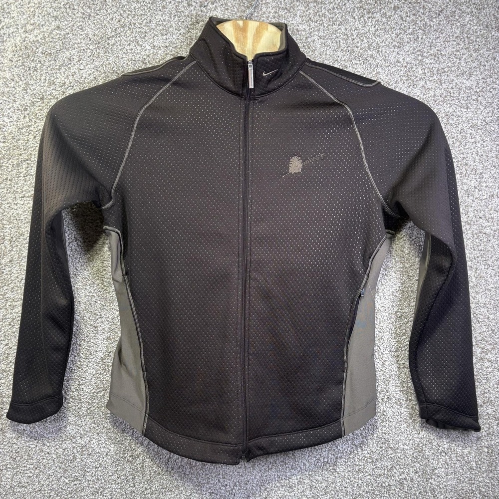 Nike Golf Track Jacket Womens Medium Brown Therma-FIT Full Zip Fleece Colorblock